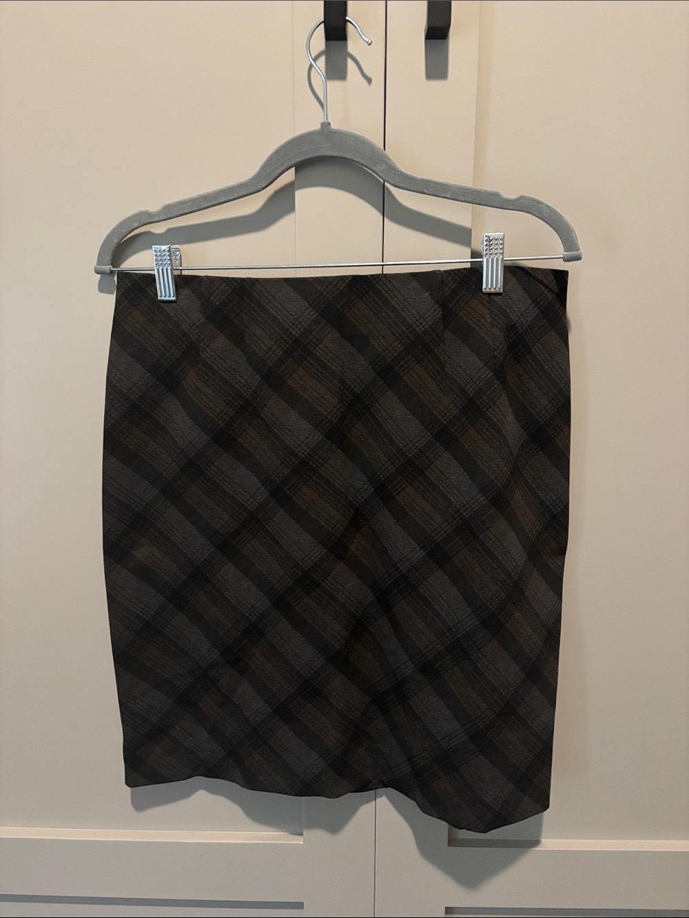 Amanda & Chelsea Brown and Black Plaid Pencil Skirt
